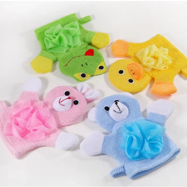 Cute Animal Bath Gloves Soft Cotton Children's Bath Sponge Baby Bath Sponge