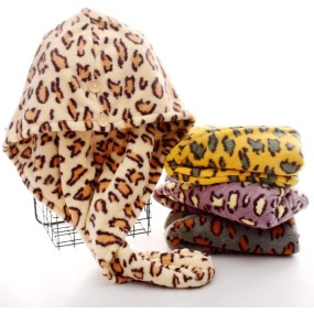 Super Absorbent Leopard Print Twist Turban Easy Twist Hair Dryer Dry Hair Towel