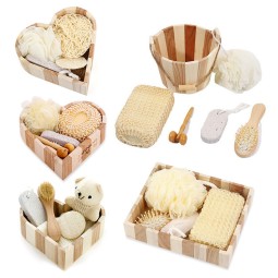 Heart-Shaped Bath Set with Brush Pumice Stone Loofah Slice Spa Set Women's Body Cleaning Tools Care Bath Accessories Spa