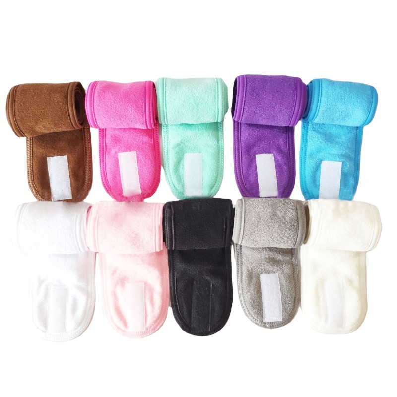 Custom Trademark Spa Facial Headband Terry Cloth Spa Headband Stretch Towel Washable Makeup Headband