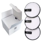 Microfiber Solid Color Face Cloth Machine Washable Facial Cleansing Exfoliating Round Built-In Sponge Makeup Remover Laundry Bag