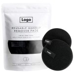 Microfiber Solid Color Face Cloth Machine Washable Facial Cleansing Exfoliating Round Built-In Sponge Makeup Remover Laundry Bag