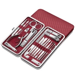 19PCS Professional Stainless Steel Manicure Pedicure Nail Clipper Cuticle Scissor Clipper Personal Care Travel Nail Clipper Kit
