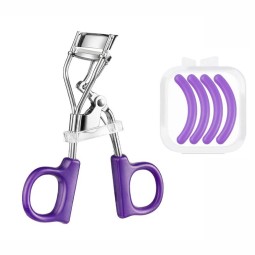 2023 New Plastic Purple Eyelash Curler with 4 Silicone Pads Own Brand Factory Wholesale Beauty Makeup Tool