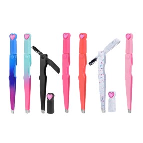 New 3 in 1 Eyebrow Trimmer Foldable Eyebrow Tweezer Eyebrow Brush Multi-function Eyelash Tweezers Beauty Tool