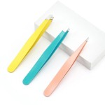 Men Women Stainless Steel Tweezers Eyebrow Tweezer Eyelash Trimmer Slant Tip Small Pliers Tool Eyebrow False Eyelash