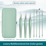 Pimple Tool Label Printing Acne Popper with Mirror Facial Extractor Stainless Steel Pimple Needle Blackhead Tweezers Set