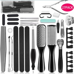 Professional 27 in 1 Pedicure Kit Stainless Steel Pedicure Tool Set Foot Rasp Foot Dead Skin Remover for Home and Salon Care