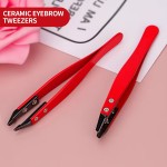 New Custom Personalized Stainless Steel Slant Tip Eyebrow Tweezer Ceramic Tip Good Precision