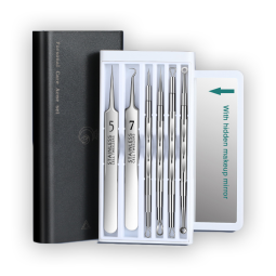 Blackhead Remover Acne Extractor Curved Tweezers Kit 6 Head Professional Stainless Steel Facial Pimple Spot Remover