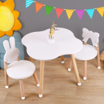 Four Chairs Montessori Wooden Growth MDF White Baby Activity Learning School Children's Table and Chair Set