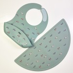 Food-Grade Silicone Blue Silicone Baby Plate Baby Feeding Set Baby Bamboo Suction Plate