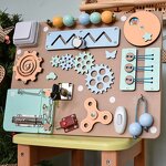 Learning Play Wooden Large Panel Felt Activity Board Wall-mounted Montessori Toy Wood Sensory Activity Board