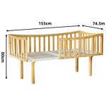 Natural Wood Color Sleep Single Bed Barrier Wood Girls Children's Bed