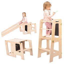 Adjustable Standing Toddler Kitchen Helper Foldable Wood Foldable Montessori Step Stool Learning Tower