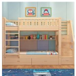 Modern Double Bed Guesthouse Murphy Blue Pink Storage Pine Wood Toddler Bunk Bed for Boys