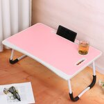 Multifunctional Black Pink Small Folding Bedside Table Wooden Portable Foldable Laptop Table