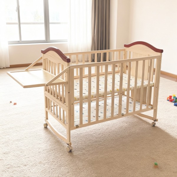 Multifunctional Adjustable Sleep Storage Wooden Crib