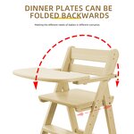 Montessori Adjustable Height Detachable Children's Wood Rolling Feeding Children's Dining Baby High Chair