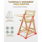 Montessori Adjustable Height Detachable Children's Wood Rolling Feeding Children's Dining Baby High Chair
