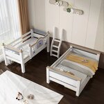 Full White Mattress Modern Boys Girls Wooden Children's Bunk Bed with Storage