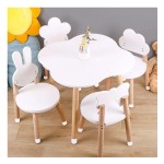 Four Chairs Montessori Wooden Growth MDF White Baby Activity Learning School Children's Table and Chair Set