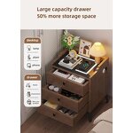 3-Drawer Modern Wireless Charging Nightstand Bedside Table Wood LED Bedroom Smart Nightstand