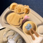 Wholesale Animal Bamboo Children's Eating Plate Bowl Silicone Baby Feeding Set