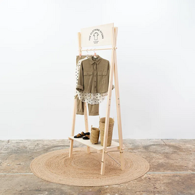 Portable Store Coat Rack Shoe Rack Clothing Store Wooden Standing Coat Rack