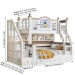 Full White Mattress Modern Boys Girls Wooden Children's Bunk Bed with Storage