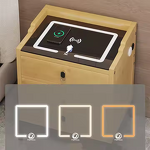 3-Drawer Bedroom Organizer Wooden Nightstand Wood LED Smart Nightstand with Charging Station