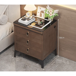 3-Drawer Modern Wireless Charging Nightstand Bedside Table Wood LED Bedroom Smart Nightstand