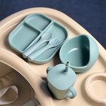 Food-Grade Blue Baby Accessories Set Silicone Plate Set Baby Feeding Silicone Baby Tableware