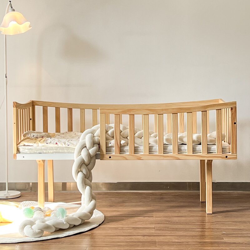 Natural Wood Color Sleep Single Bed Barrier Wood Girls Children's Bed