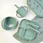 Food-Grade Silicone Baby Accessories Bottle Products Baby Tableware Silicone Baby Feeding Set with Lid
