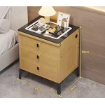 3-Drawer Bedroom Organizer Wooden Nightstand Wood LED Smart Nightstand with Charging Station
