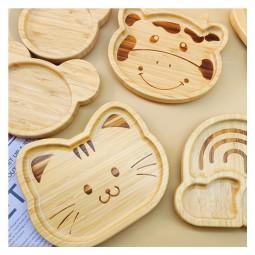 Wholesale Animal Bamboo Children's Eating Plate Bowl Silicone Baby Feeding Set