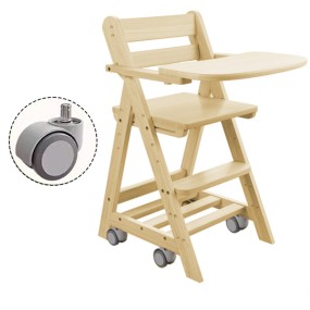 Montessori Adjustable Height Detachable Children's Wood Rolling Feeding Children's Dining Baby High Chair