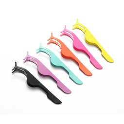 Custom Logo Color Series Carton Steel Eyelash Application Tweezers Bulk Magnetic Eyelash Tweezers Pack False Eyelash Tweezers