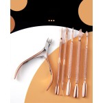 Professional Stainless Steel Rose Gold Dual Head Nail Cuticle Nipper Dead Skin Remover Nail Pusher