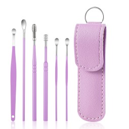 Wholesale 6-in-1 Portable Ear Pick Wax Removal Curette Cleaner Healthcare Ear Care Stick Stainless Steel Set