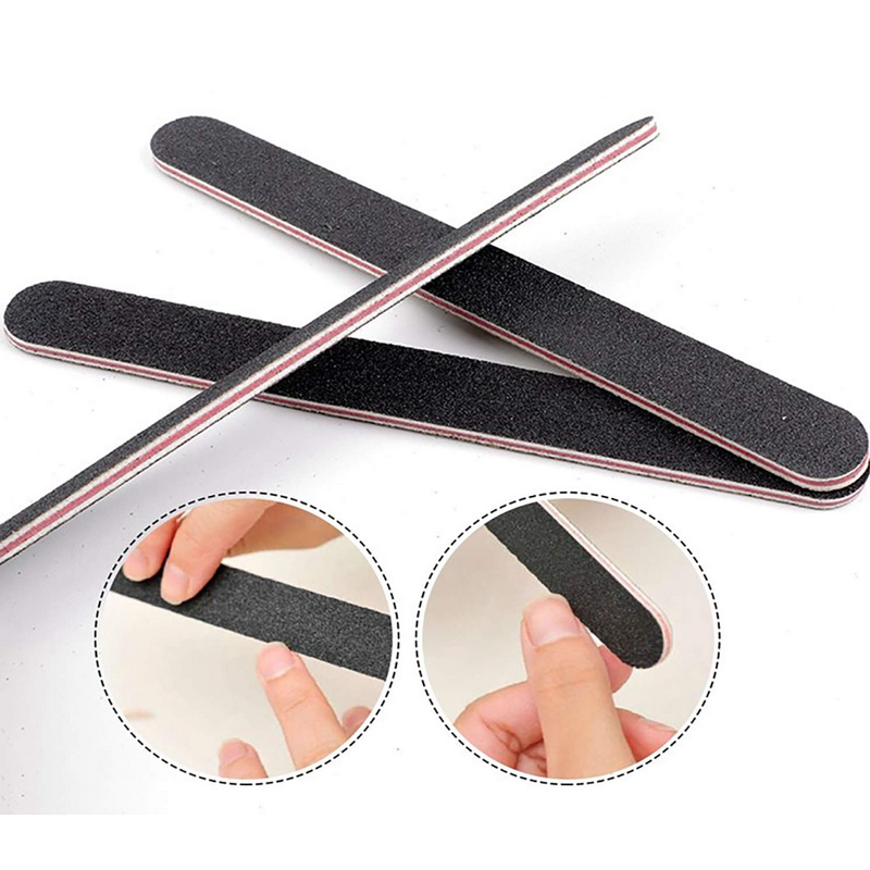 Wooden Stick Sanding Nail File Professional Disposable Emery Board Abrasive Nail File Washable Zebra Gray Wood Core File