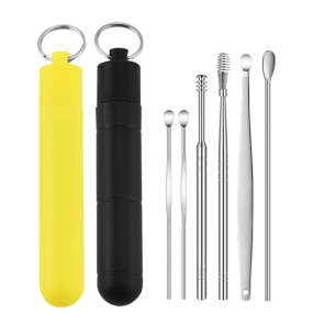 Ear Pick Cleaning Tool Portable Ear Pick Removal Spoon Set Stainless Steel Spoon with PP Box Clean Earwax