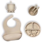 Baby Feeding Products Children Infant Feeding Set Dinner Plate Bowl Spoon BPA-Free Bib Children's Silicone Tableware