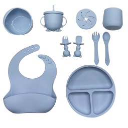 Hot-Selling Baby Silicone Tableware Food Supplement Meal Training Fork Spoon Set