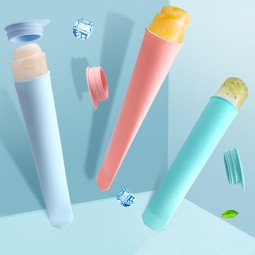 Children Popsicle Mold Silicone DIY Ice Cream Mold with Lid Cube & Sphere Baby Food Feeder