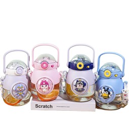 Unisex Cute Summer Outdoor Activities Plastic Straw Cup Children Water Bottle Belly Cup Camping Hiking Direct Drinking Use