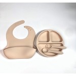 Free Sample Set Children Food-Grade Silicone Feeding Utensils Includes Baby Bib Bowl Spoon Suction Suction Food Supplement Feeder