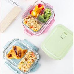 Eco-Friendly Microwave Rice Box Bag Glass Rectangular Silicone Food Packaging Meal Prep Bento Lunch Box Food Container