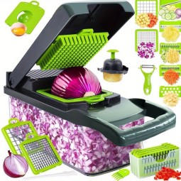 Hot-Selling 16-in-1 Multi-Function Vegetable Cutter Vegetable Onion Cutter Food Cutter Kitchen Cutter Carrot PP Material Cutter